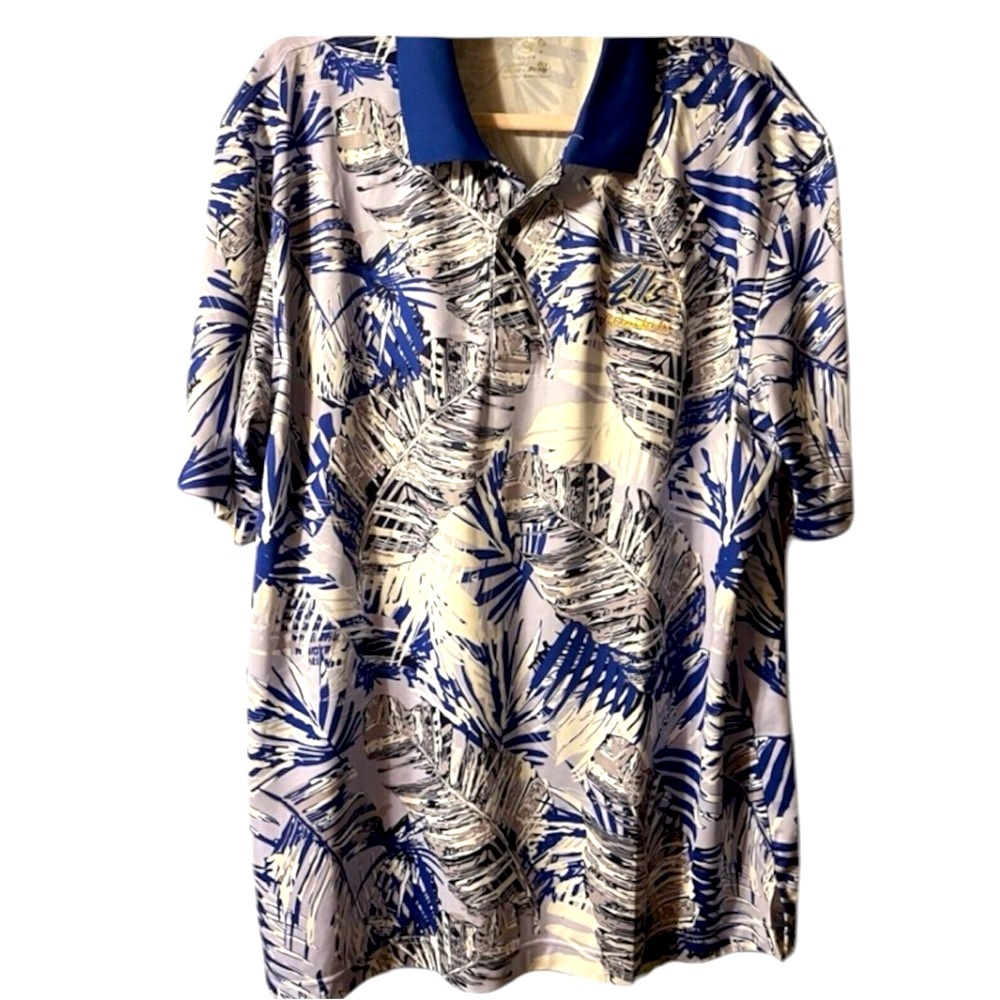 MONTEREY CLUB Dry Wicking Golf Polo Shirt Elks 616 Waikiki Blue White Medium